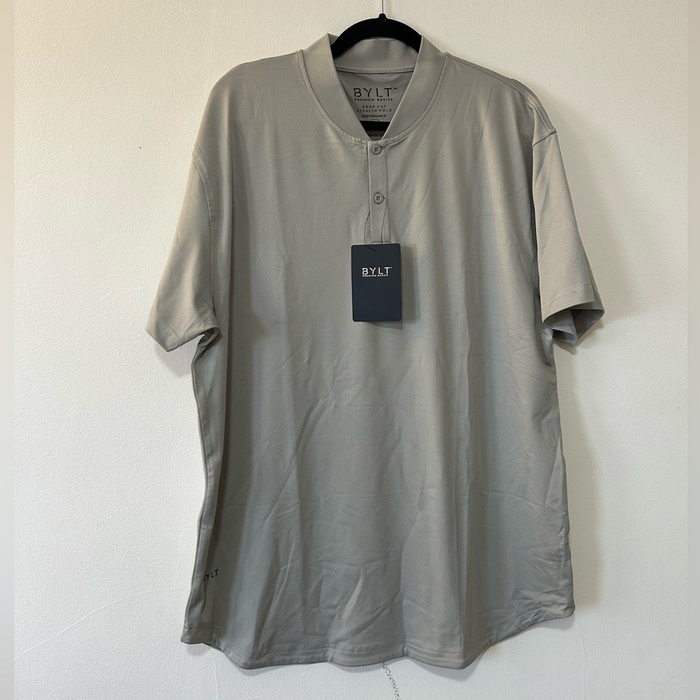 NWT - BYLT Basics Performance Drop Cut Stealth Polo